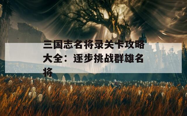 三国志名将录关卡攻略大全：逐步挑战群雄名将